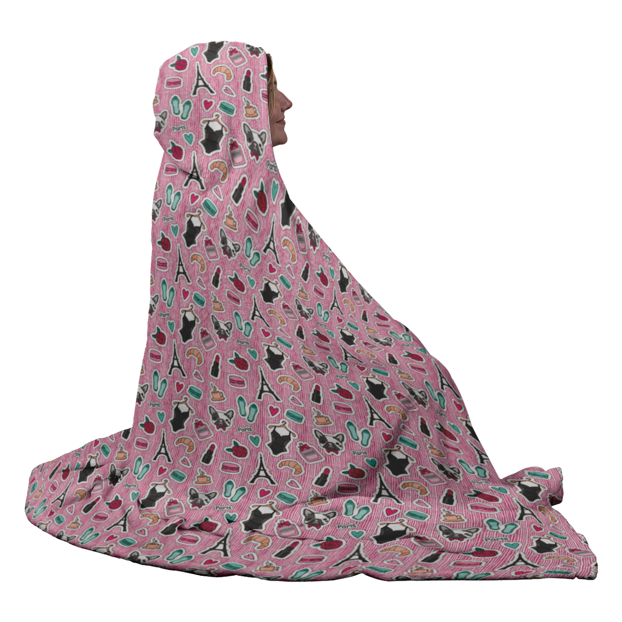 hooded blanket french bulldog pattern